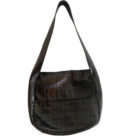 Franchi Embossed Black Handbag - Picture 1 of 5